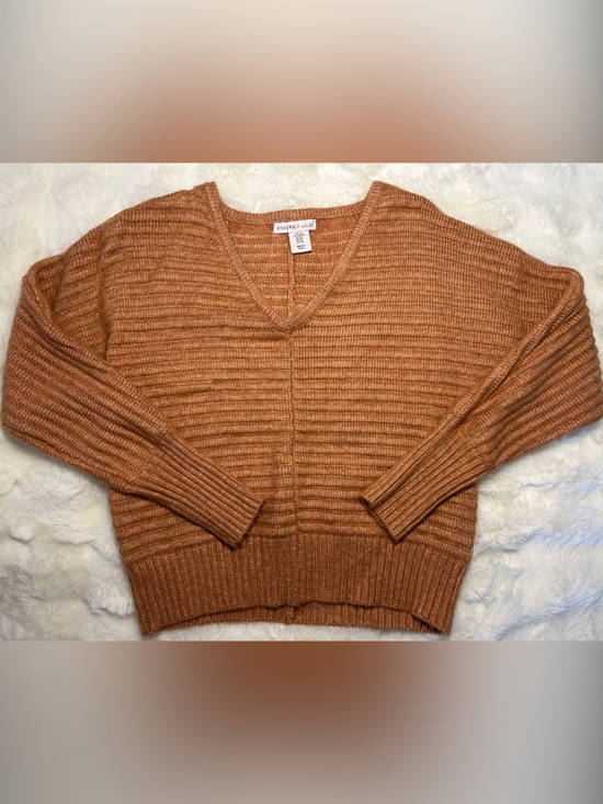 Sincerly Jules Sweaters - SUPER SOFT Ribbed V-Neck Sweater in Rusty Orange